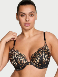 Бюстгальтер Push-Up Victoria's Secret з вишивкою 1161152902 (Чорний/Леопардовий 34A)