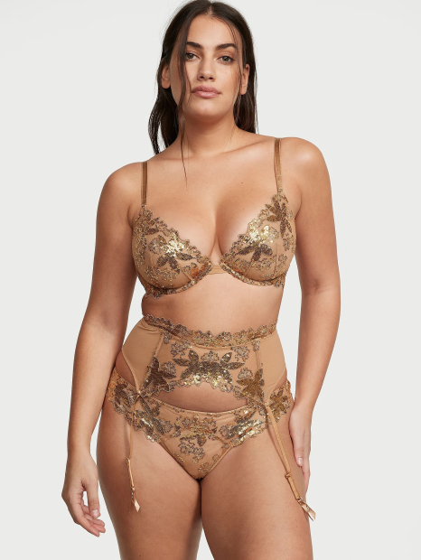 Пояс для чулок Victoria's Secret с пайетками 1159857105 (Бежевый XS/S)