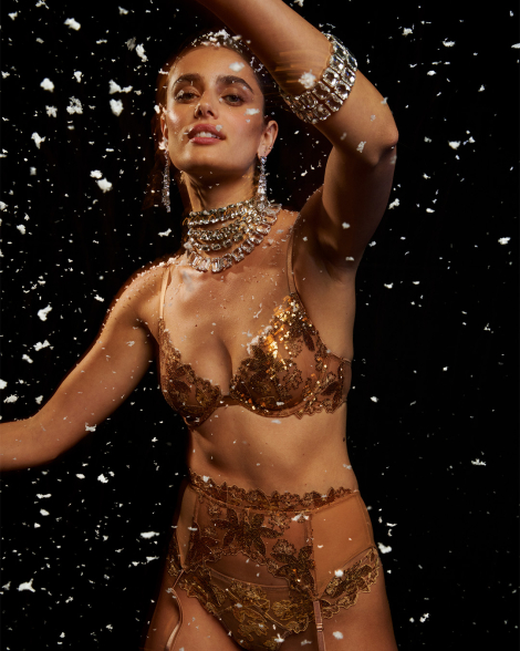 Пояс для чулок Victoria's Secret с пайетками 1159857105 (Бежевый XS/S)