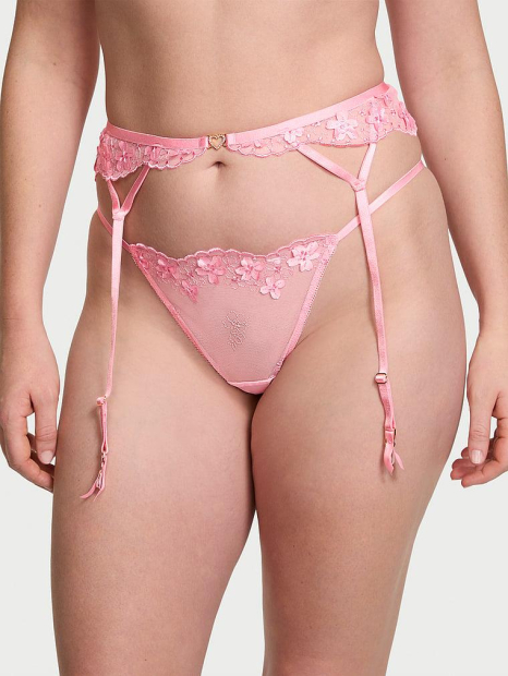 Мереживний пояс для панчіх Victoria's Secret з вишивкою 1159860816 (Рожевий XS/S)