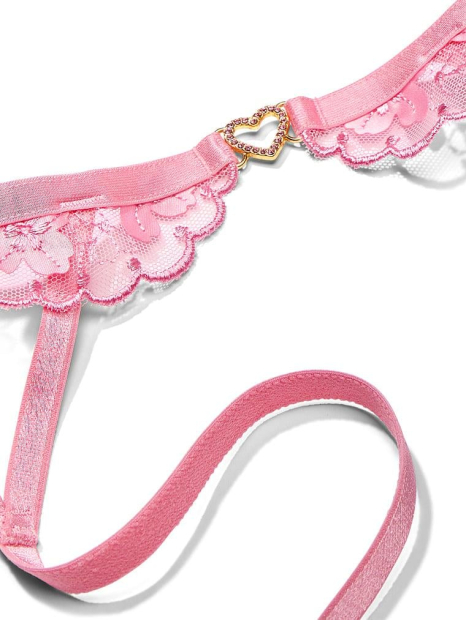 Мереживний пояс для панчіх Victoria's Secret з вишивкою 1159860816 (Рожевий XS/S)