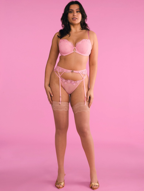 Мереживний пояс для панчіх Victoria's Secret з вишивкою 1159860816 (Рожевий XS/S)