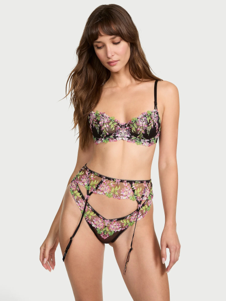 Пояс для чулок Victoria's Secret с вышивкой 1160387079 (Черный XS/S)