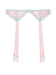 Роскошный комплект с вышивкой Victoria's Secret пояс для чулок и трусики тонг 1159852263 (Розовый S)