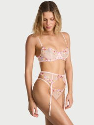 Комплект з вишивкою Victoria's Secret пояс для панчохи та трусики стрінг 1159854737 (Рожевий XS)