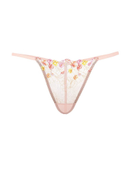 Комплект з вишивкою Victoria's Secret пояс для панчохи та трусики стрінг 1159854737 (Рожевий XS)