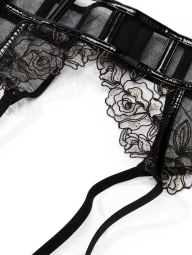 Комплект Victoria's Secret пояс для чулок с вышивкой и трусики стринги 1159855981 (Черный M)