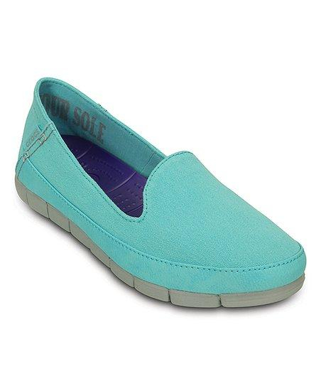 Голубые детские мокасины Crocs art359004 слипоны (размер EUR 34-35)