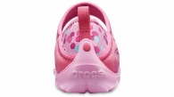 Розовые в цветной горошек детские мокасины Crocs art502742 (размер EUR 34-35)