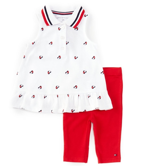 Tommy Hilfiger Kids Set Polo Tunic and Capri Leggings 1159815046  (Білий/червоний 68-74)