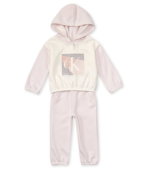 Детский костюм на флисе Calvin Klein худи и джоггеры 1159819807 (Розовый 18M)