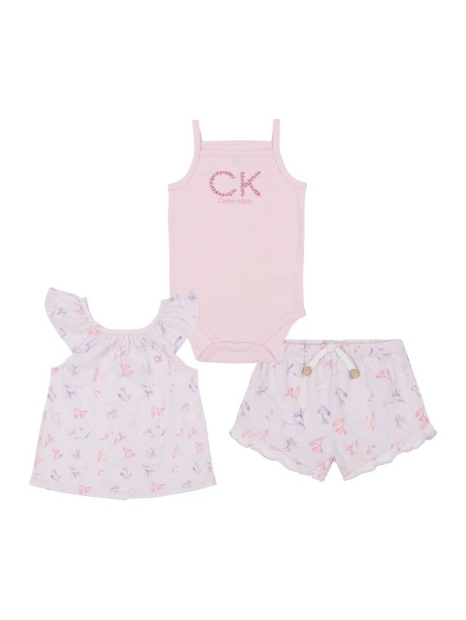 Дитячий комплект Calvin Klein майка, боді та шорти 1159823910 (Рожевий 18M)