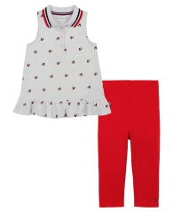 Tommy Hilfiger Kids Set Polo Tunic and Capri Leggings 1159815046  (Білий/червоний 68-74)