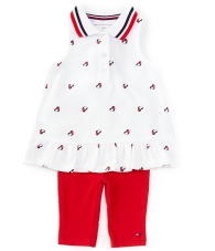 Tommy Hilfiger Kids Set Polo Tunic and Capri Leggings 1159815046  (Білий/червоний 68-74)