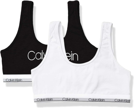 Комплект двох бавовняних бюстгальтерів Calvin Klein набір топів 1159808512 (Білий чорний, L)