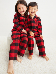 Детская пижама фланелевая Old navy штаны и рубашка 1159757739 (Красный/Черный, 115-130)