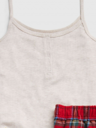 Подростковый пижамный комплект GAP майка штаны 1159761238 (Бежевый/Красный, 134-137)