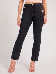 Женские джинсы Guess с вышивкой 1159801344 (Черный, 25)