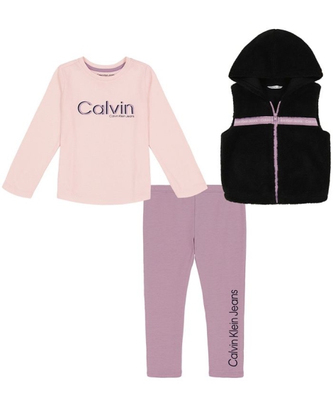 Дитячий костюм Calvin Klein світшот, легінси та жилетка 1159808277 (Рожевий, 4)