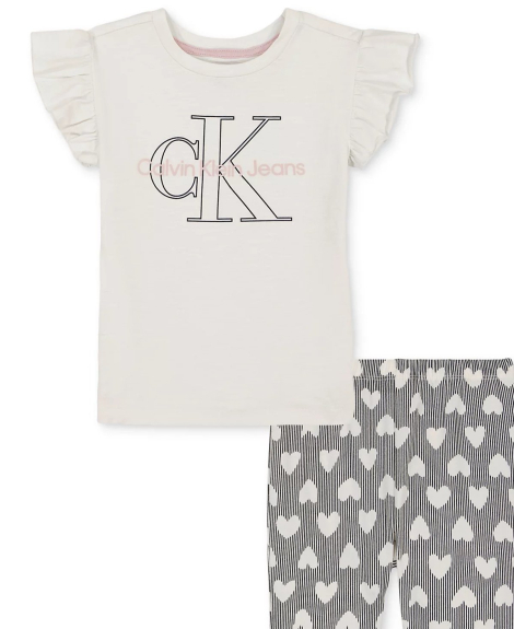 Детский комплект Calvin Klein футболка и леггинсы 1159837088 (Молочный 4)