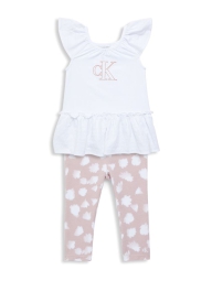 Детский комплект Calvin Klein туника и леггинсы 1159806784 (Белый/Розовый, 2T)