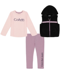 Детский костюм Calvin Klein свитшот, леггинсы и жилетка 1159808277 (Розовый/Черный, 4)