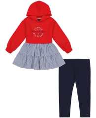 Дитячий костюм Tommy Hilfiger сукня та легінси 1159810078 (Червоний синій, 3T)