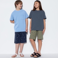 Детский костюм UNIQLO AIRISM футболка и шорты 1159811253 (Синий/Зеленый, 145-155)