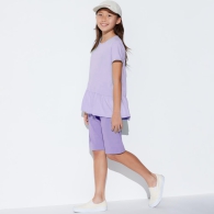 Детский костюм UNIQLO AIRISM футболка и шорты 1159811663 (Фиолетовый, 125-135)