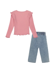 Детский комплект Calvin Klein лонгслив и джинсы 1159823667 (Розовый/Голубой 4T)