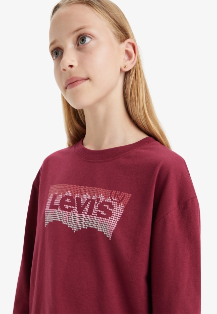 Детский лонгслив Levi's кофта с логотипом 1159806027 (Бордовый, 110-116)