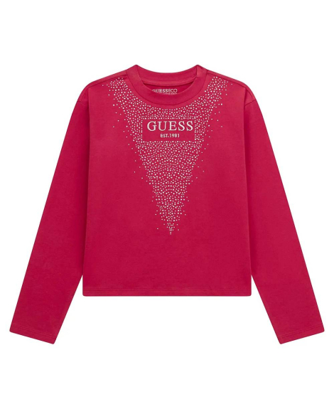Детский лонгслив GUESS со стразами 1159832732 (Розовый 12)