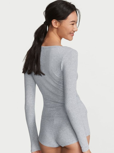 Домашний лонгслив Victoria's Secret в рубчик 1159852194 (Серый XL)
