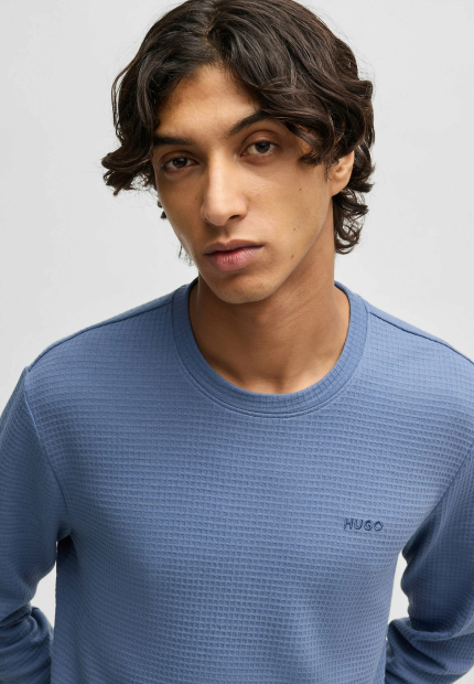 Домашний лонгслив Hugo Boss из вафельной ткани 1159853003 (Синий S)