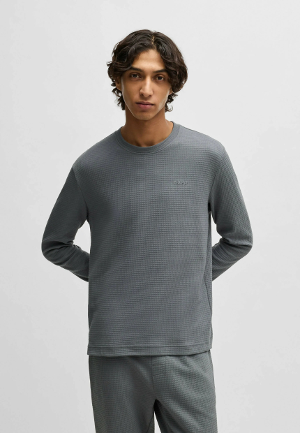 Домашний лонгслив Hugo Boss из вафельной ткани 1159853781 (Серый S)