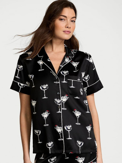 Сорочка для дому та сну Victoria's Secret з принтом 1159855247 (Чорний XXL)