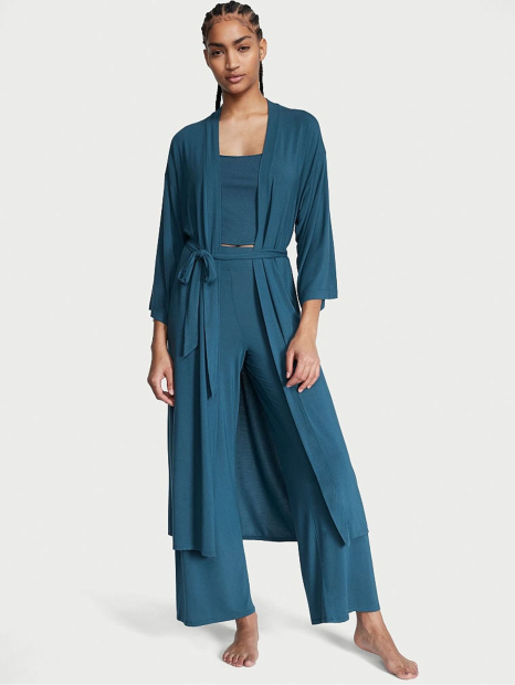 Домашній комплект Victoria's Secret халат, майка та штани 1159855754 (Синій XS/S)