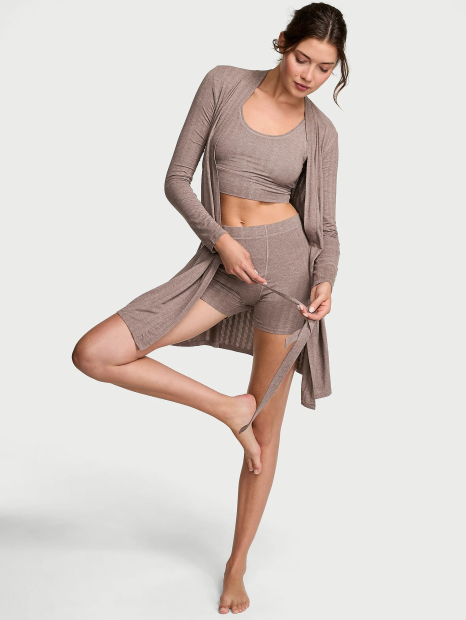 Домашний комплект Victoria’s Secret халат, топ и шортики 1159855959 (Коричневый S)