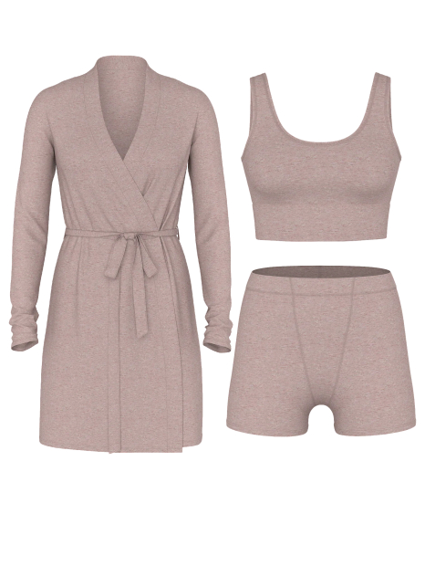 Домашний комплект Victoria’s Secret халат, топ и шортики 1159855959 (Коричневый S)