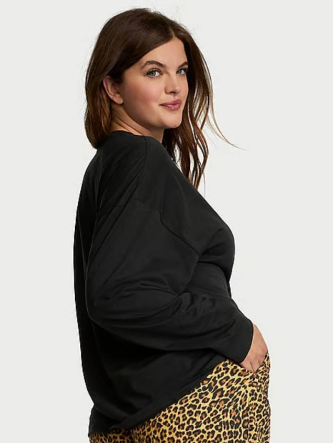 Домашний лонгслив Victoria's Secret с логотипом из страз 1159855948 (Черный XL)