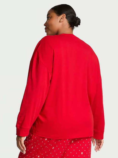 Домашний лонгслив Victoria's Secret с логотипом из страз 1159856788 (Красный XL)