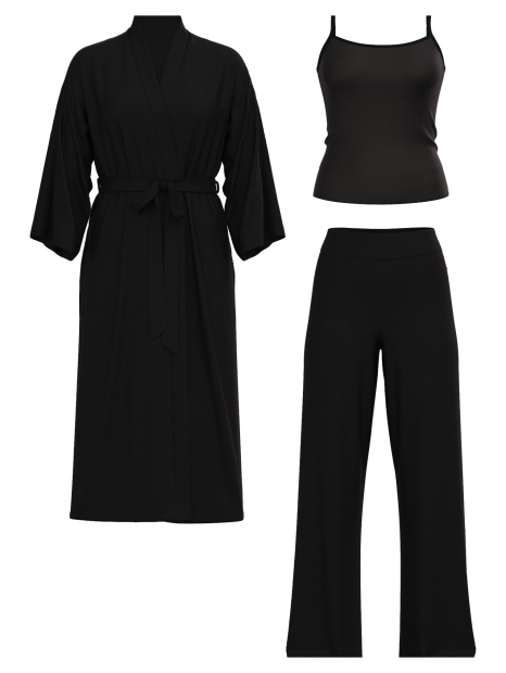 Домашний комплект Victoria’s Secret халат, майка и штаны 1159859449 (Черный XS/S)