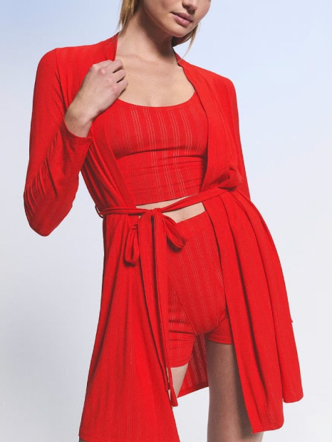 Домашній комплект Victoria's Secret халат, топ та шортики 1159859463 (Червоний XS)