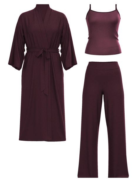 Домашний комплект Victoria’s Secret халат, майка и штаны 1159859924 (Бордовый XS/S)