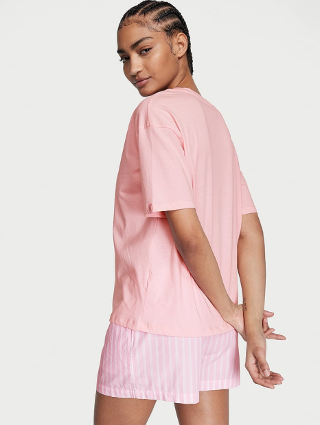 Домашня футболка Victoria's Secret із золотим логотипом 1159861451 (Рожевий L)