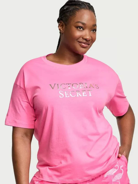 Домашняя футболка Victoria's Secret с логотипом 1159862606 (Розовый S)