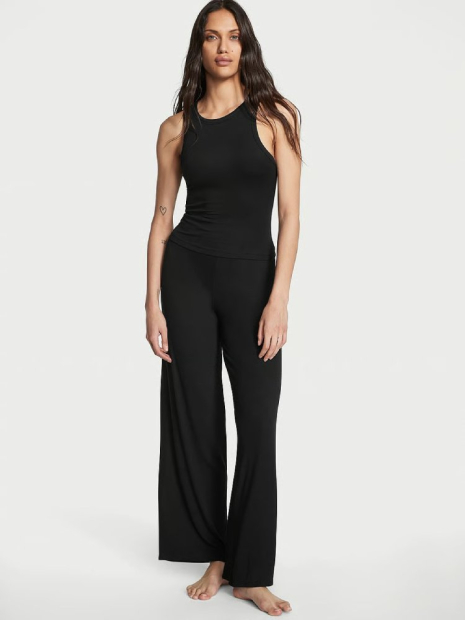 Женская домашняя майка Victoria's Secret в рубчик 1159862674 (Черный L)