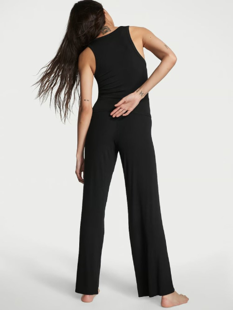 Женская домашняя майка Victoria's Secret в рубчик 1159862674 (Черный L)