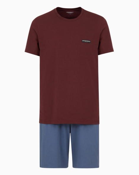 Мужской домашний комплект Emporio Armani футболка и шорты 1159863908 (Синий/Коричневый S)
