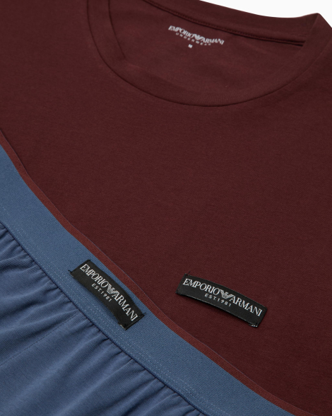 Мужской домашний комплект Emporio Armani футболка и шорты 1159863908 (Синий/Коричневый S)